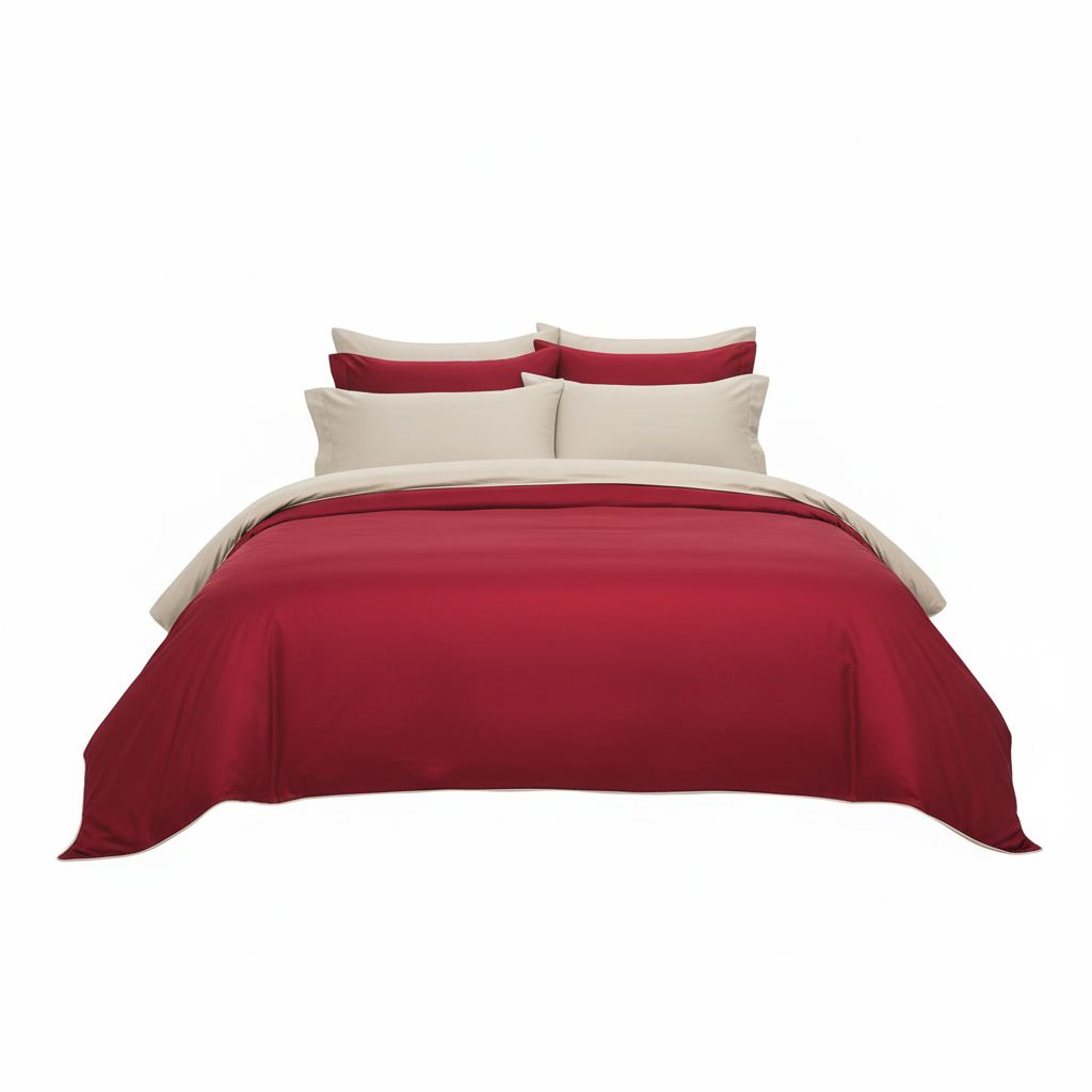 Двуцветен спален комплект памук и сатен - различни цветове