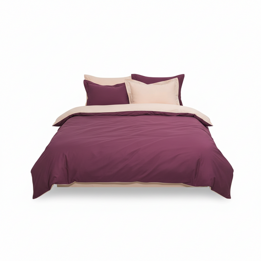 Двуцветен спален комплект памук и сатен - различни цветове